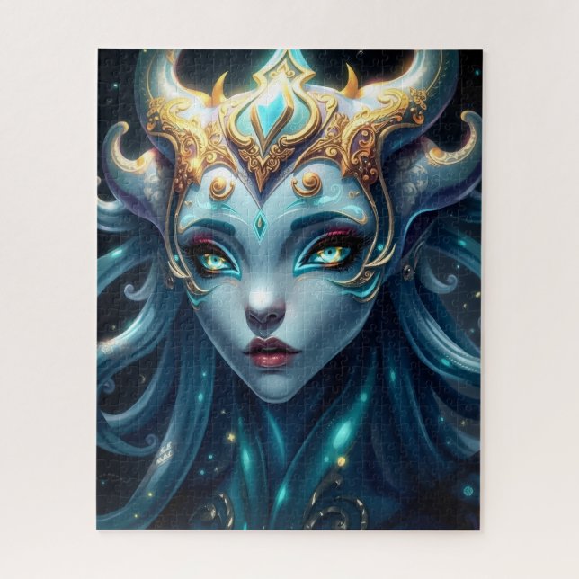Puzzle Celestial Frost Siren with Glowing Star Eyes (Vertical)