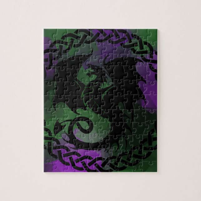 Puzzle CelticCircleDragonPurpleGreen (Vertical)