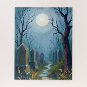 Puzzle Cementerio Embrujado   Pintura Espeluznante de Hal