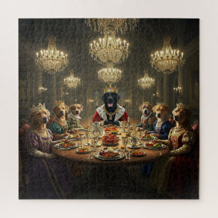 Puzzle Cena de realeza de perro antropomórfica