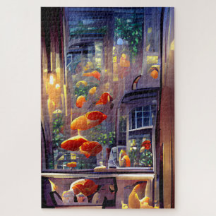 Puzzle Cena Romántica Pétalos en la Brisa Ventana