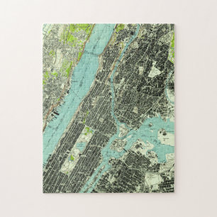 Puzzle Central Park del vintage y mapa de Bronx NY (1947)