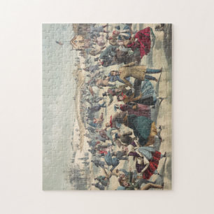 Puzzle Central Park, invierno. El estanque para patinar.