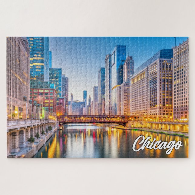 Puzzle Centro de Chicago, Illinois, Estados Unidos (Horizontal)