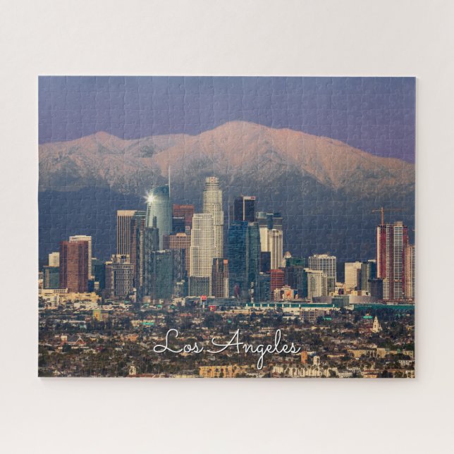 Puzzle Centro de Los Ángeles con montañas cubiertas de ni (Horizontal)