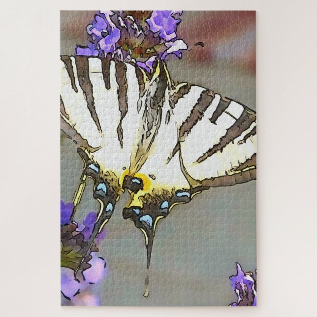 Puzzle Cepa Trasera Amarilla En Flores De Lino O Negro (Vertical)