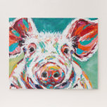 Puzzle Cerdo<br><div class="desc">Piggy II de Carolee Vitaletti. Presenta una imagen de cerdos de colores vivos.</div>
