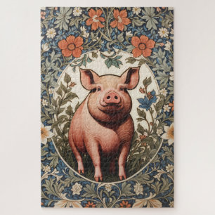 Puzzle Cerdo Adorable Inspirado en William Morris
