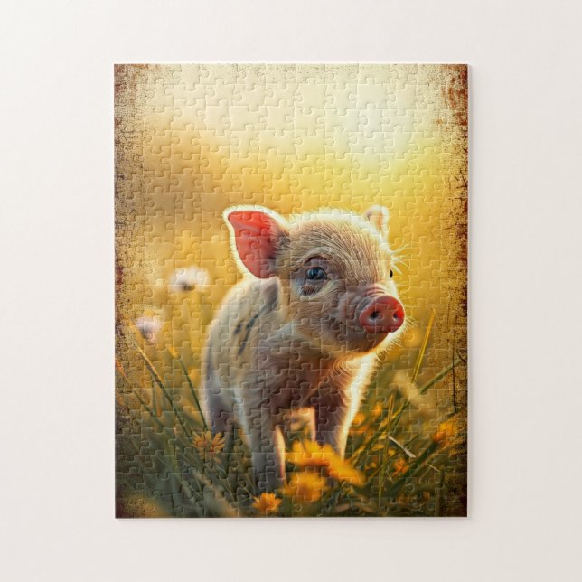 Puzzle Cerdo al atardecer (Vertical)