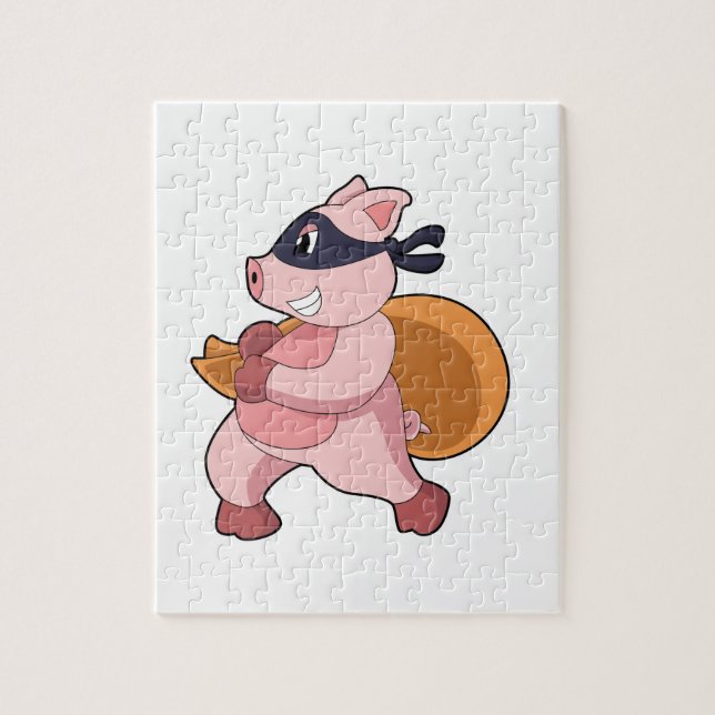 Puzzle Cerdo como corredora (Vertical)