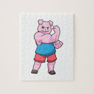 Puzzle Cerdo como culturista con gran brazo superior