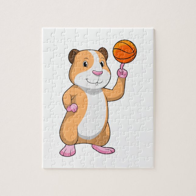 Puzzle Cerdo de Guinea como jugador de baloncesto con bal (Vertical)