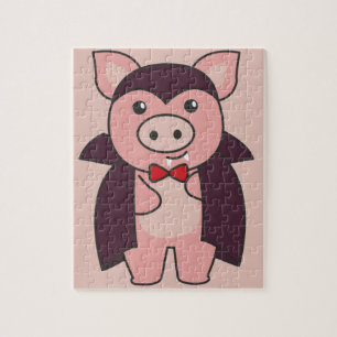 Puzzle Cerdo Halloween Cute Devil Vampistez Jigsaw Pu