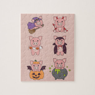 Puzzle Cerdo Halloween Demonio Calabaza Vampiro Disfraz J