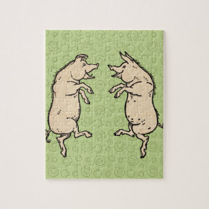 Puzzle Cerdos Antiguos Bailando: Travieso Jig de Cerdito