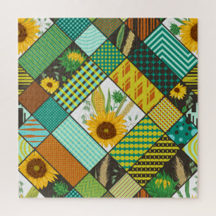 Puzzle Cereales de patchwork, girasoles, motivos geométri