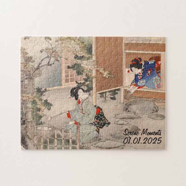 Puzzle Ceremonia de té japonesa vintage personalizado Art (Horizontal)