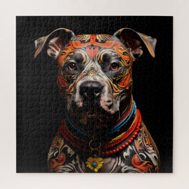 Puzzle Ceremonial Staffordshire Bull Terrier Warrior (Vertical)