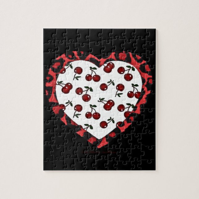 Puzzle Cerezas RAB Corazón de Estampado de Leopardo Rocka (Vertical)