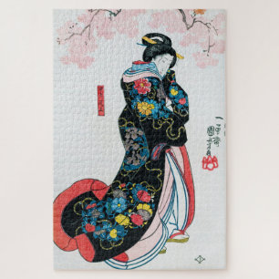 Puzzle Cerezos y mujeres japonesas, Kuniyoshi