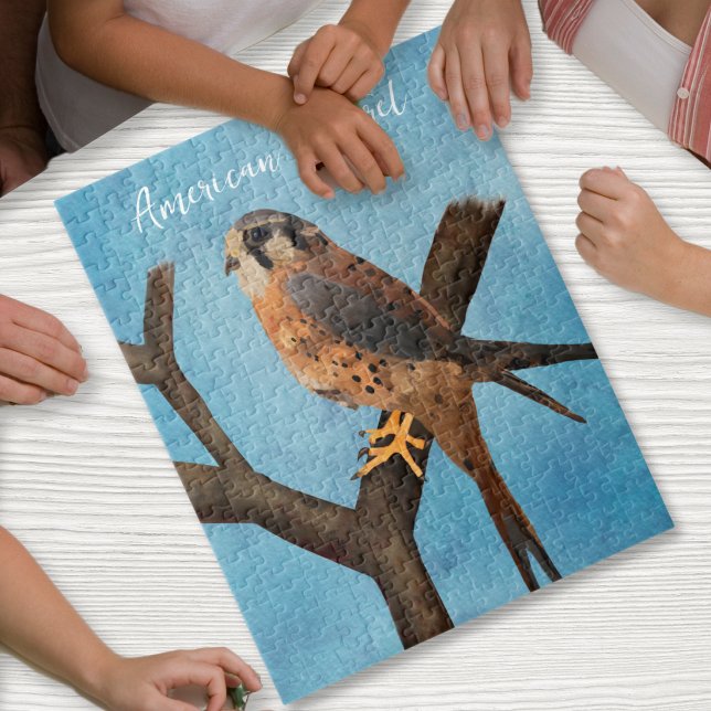Puzzle Cernícalo Americano Acuarela Arte de Aves (Subido por el creador)
