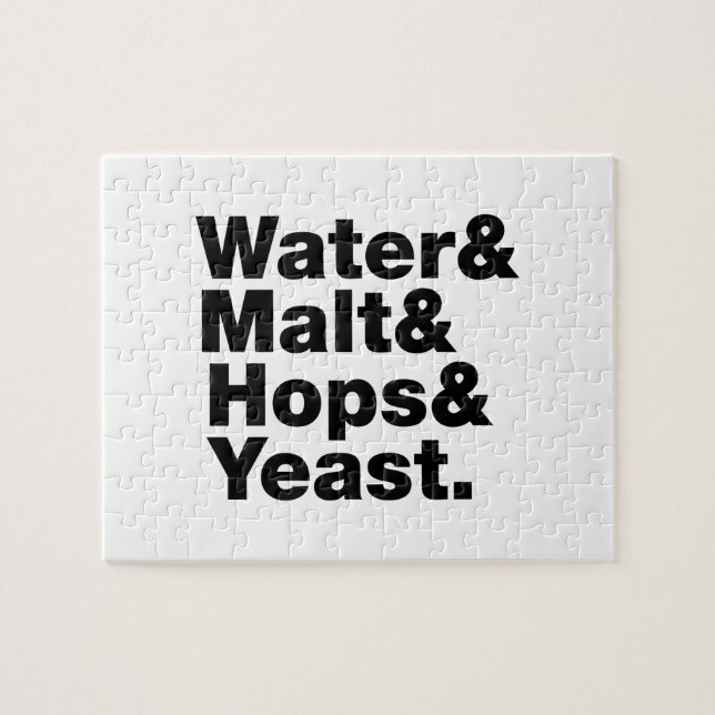 Puzzle Cerveza = Agua y Malta, copas y levadura. (Horizontal)