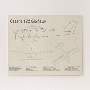 Puzzle Cessna 172 Skyhawk - Planes de huella azul de avió