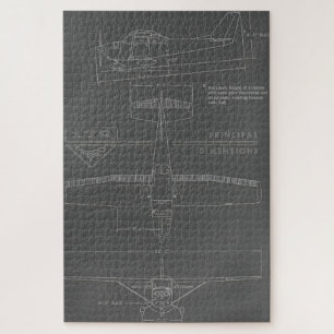 Puzzle Cessna 172G Skyhawk - Plano de línea de 3 vistas