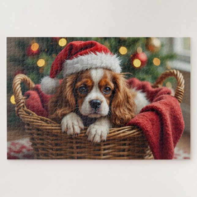 Puzzle Cesta Acogedora para Cavalier King Charles Spaniel (Horizontal)