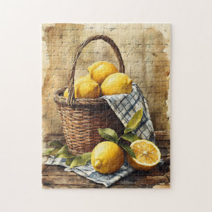 Puzzle Cesta acuarela de lemones