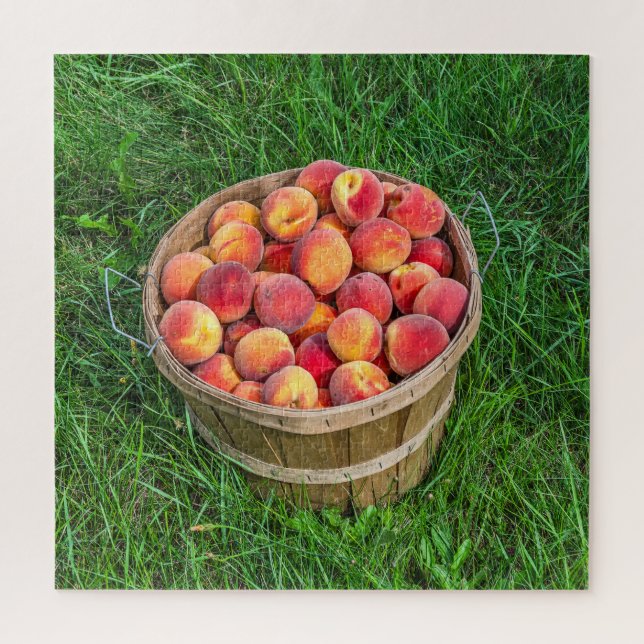 Puzzle Cesta Bushel de melocotones frescos - 676 pieza (Vertical)