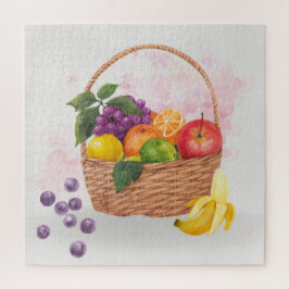 Puzzle Cesta de Frutas Vibrantes Arte Acuarela