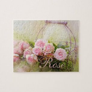 Puzzle Cesta de Rosas Rosadas