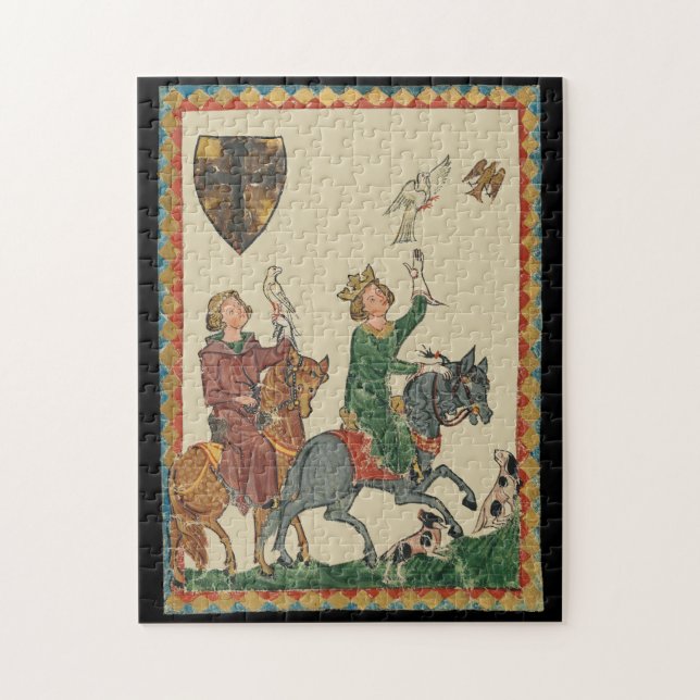 Puzzle Cetrería, Códice Manesse del siglo XIV (Vertical)