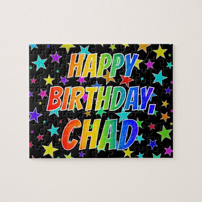 Puzzle "CHAD" Nombre, Diversión "FELIZ CUMPLEAÑOS" (Horizontal)