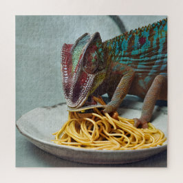 Puzzle Chameleon Eating Spaghetti AI generó arte