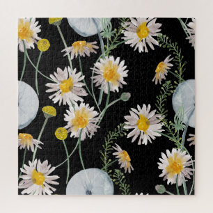 Puzzle Chamomile, patrón de acuarela de diente de león