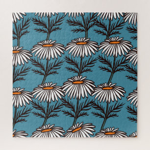 Puzzle Chamomile, patrón personalizado vintage azul.