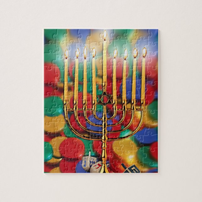 Puzzle Chanukah Menorah, Dreidel, caramelo (Vertical)