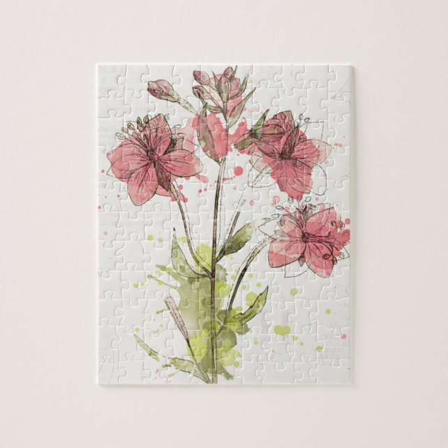 Puzzle Chapoteo rosado oscuro floral (Vertical)