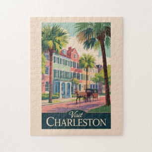 Puzzle Charleston South Carolina Ilustracion Travel Art