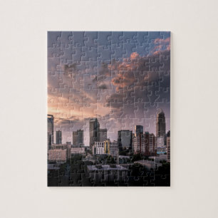 Puzzle Charlotte centro en el atardecer, Carolina del Nor