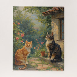 Puzzle Charming Cat Garden Scene