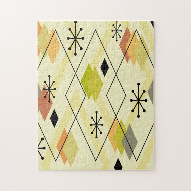 Puzzle Chartreuse de Diamantes Dispersos Modernos de Medi (Vertical)