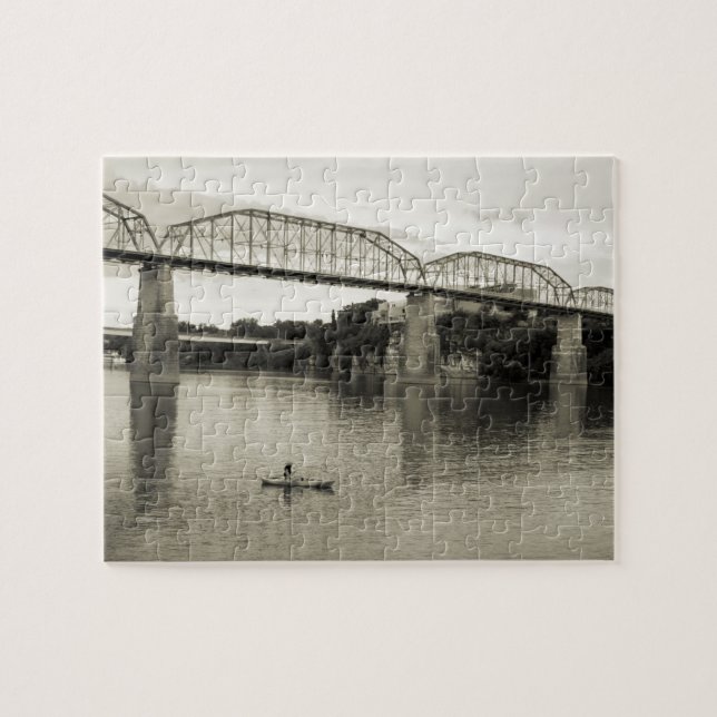 Puzzle Chattanooga, TN - Puente Walnut Street en B&W (Horizontal)