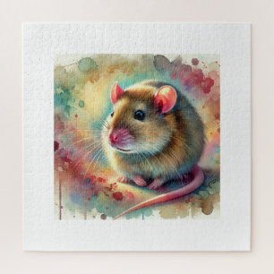 Puzzle Cheek Pouch Rat 240624AREF125 - Watercolor