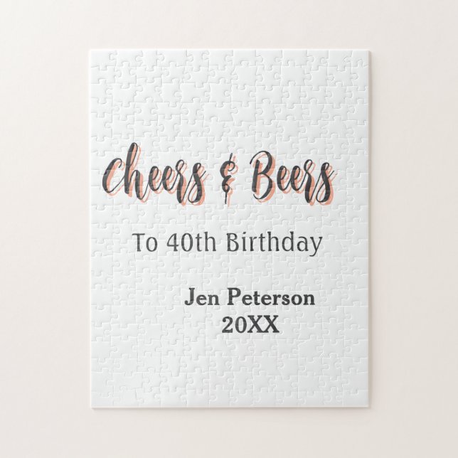 Puzzle Cheers & beers to 40th birthday gray name year sin (Vertical)