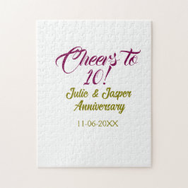 Puzzle Cheers to 10th wedding anniversary mauve golden na