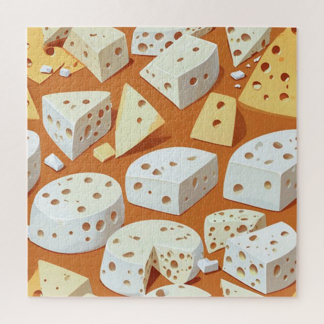 Puzzle Cheese Pieces With Natural Holes Cute Pattern  (Vertical)