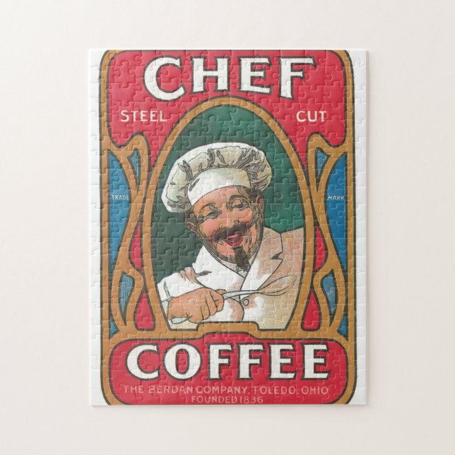 Puzzle Chef café vintage art nouveau cocina (Vertical)